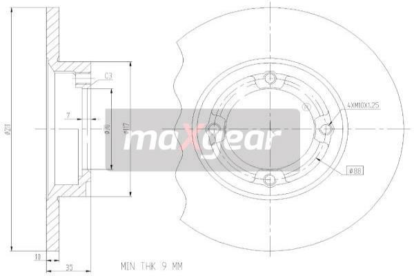 Maxgear 19-3351 Unventilated front brake disc 193351: Buy near me in Poland at 2407.PL - Good price!