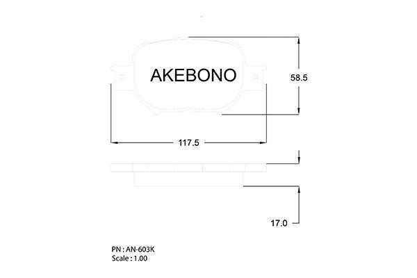 Akebono AN-603K Гальмівні колодки, комплект AN603K: Приваблива ціна - Купити у Польщі на 2407.PL!