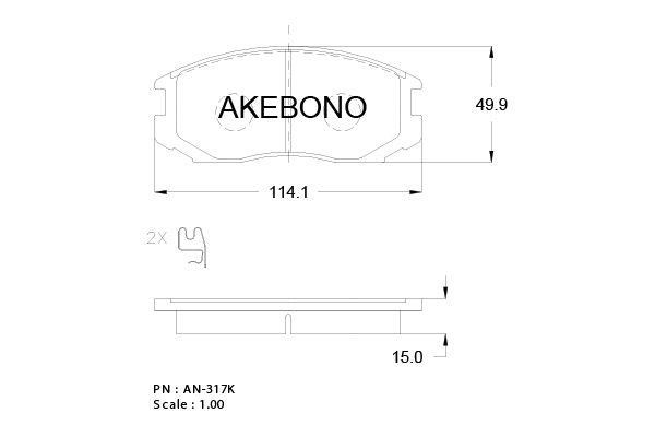 Akebono AN-317WK Brake Pad Set, disc brake AN317WK: Buy near me in Poland at 2407.PL - Good price!