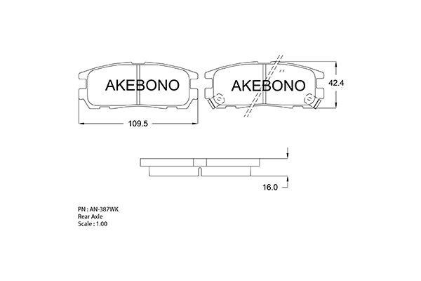 Akebono AN-387WK Тормозные колодки дисковые, комплект AN387WK: Отличная цена - Купить в Польше на 2407.PL!