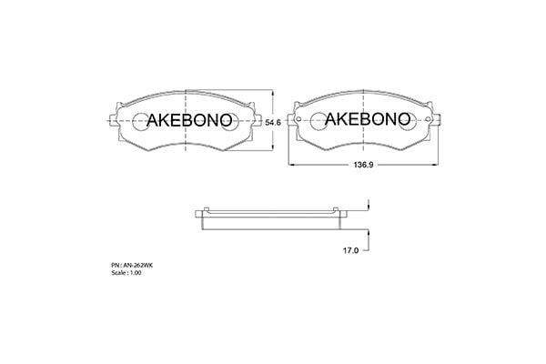 Akebono AN-262WK Brake Pad Set, disc brake AN262WK: Buy near me in Poland at 2407.PL - Good price!