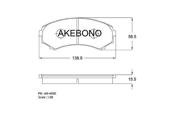 Akebono AN-493K Тормозные колодки дисковые, комплект AN493K: Отличная цена - Купить в Польше на 2407.PL!