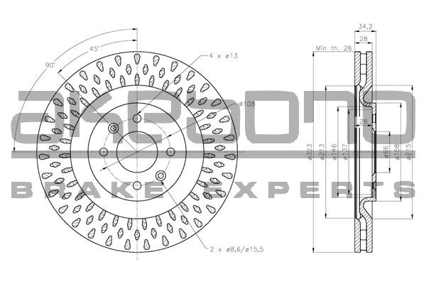 Akebono BN-0784E Brake disk BN0784E: Buy near me in Poland at 2407.PL - Good price!