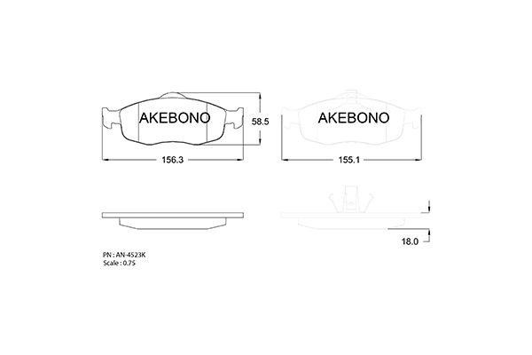 Akebono AN-4523KE Тормозные колодки дисковые, комплект AN4523KE: Отличная цена - Купить в Польше на 2407.PL!