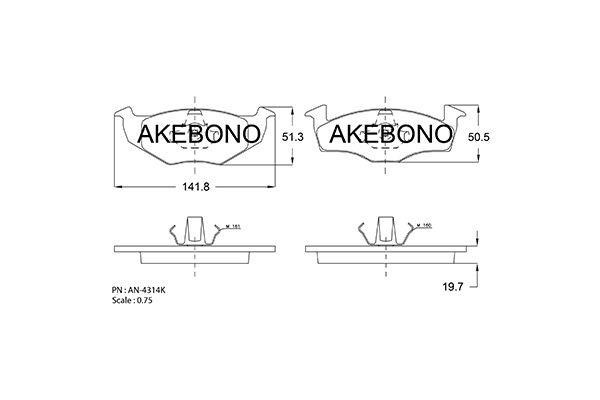 Akebono AN-4314K Тормозные колодки дисковые, комплект AN4314K: Отличная цена - Купить в Польше на 2407.PL!