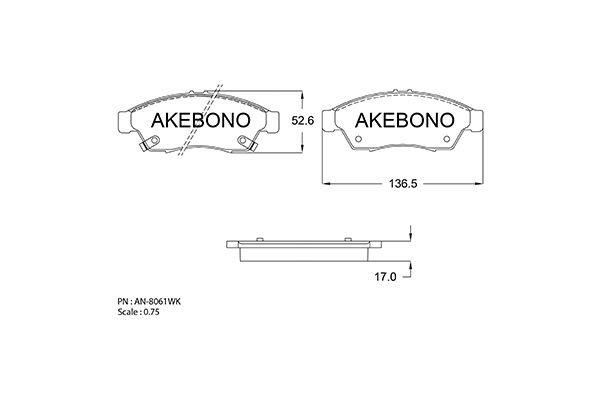 Akebono AN-8061WKE Brake Pad Set, disc brake AN8061WKE: Buy near me in Poland at 2407.PL - Good price!