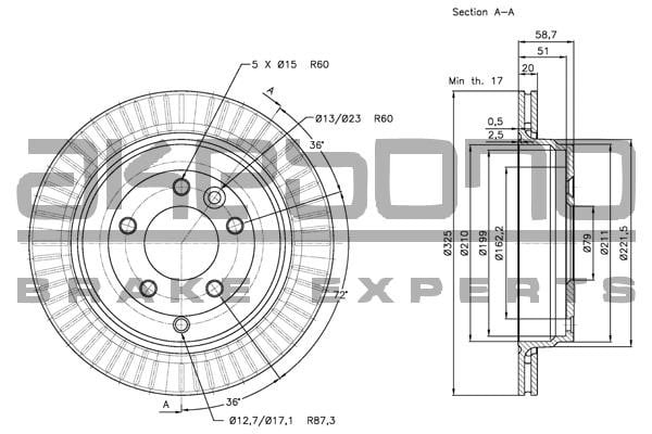 Akebono BN-0969E Rear ventilated brake disc BN0969E: Buy near me in Poland at 2407.PL - Good price!