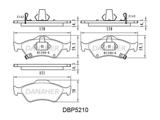 Danaher DBP5210 Гальмівні колодки, комплект DBP5210: Приваблива ціна - Купити у Польщі на 2407.PL!