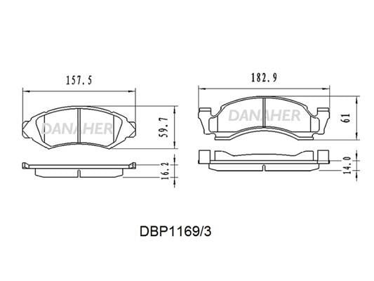 Danaher DBP1169/3 Brake Pad Set, disc brake DBP11693: Buy near me in Poland at 2407.PL - Good price!