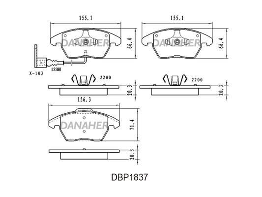 Danaher DBP1837 Brake Pad Set, disc brake DBP1837: Buy near me in Poland at 2407.PL - Good price!