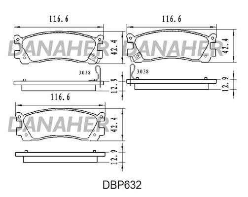 Danaher DBP632 Тормозные колодки дисковые, комплект DBP632: Отличная цена - Купить в Польше на 2407.PL!