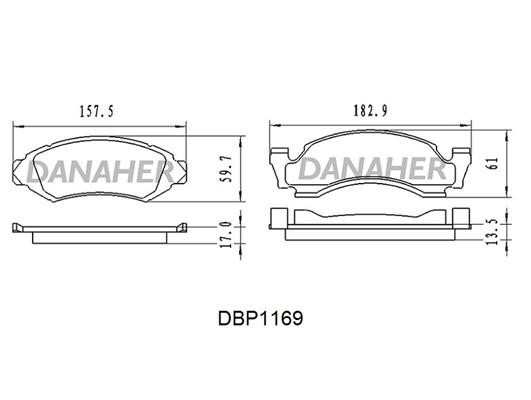 Danaher DBP1169 Brake Pad Set, disc brake DBP1169: Buy near me in Poland at 2407.PL - Good price!