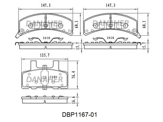 Danaher DBP1167-01 Brake Pad Set, disc brake DBP116701: Buy near me in Poland at 2407.PL - Good price!