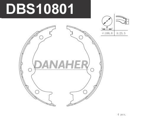 Danaher DBS10801 Parking brake shoes DBS10801: Buy near me in Poland at 2407.PL - Good price!