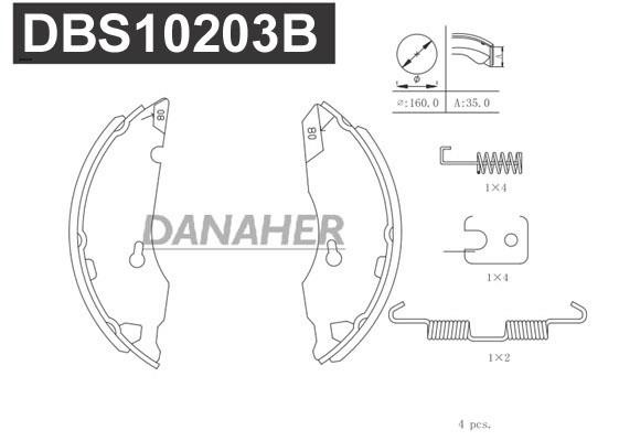 Danaher DBS10203B Колодки гальмівні барабанні, комплект DBS10203B: Приваблива ціна - Купити у Польщі на 2407.PL!