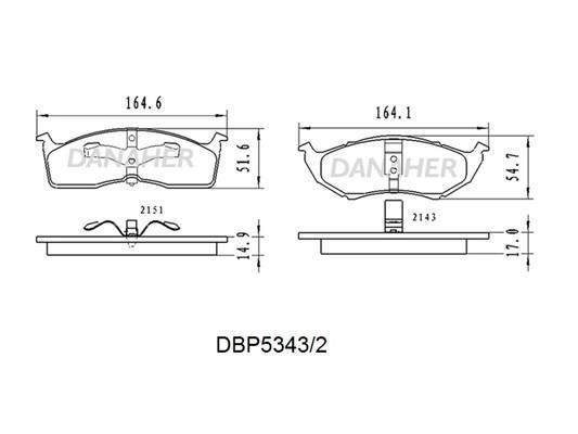 Danaher DBP5343/2 Front disc brake pads, set DBP53432: Buy near me in Poland at 2407.PL - Good price!