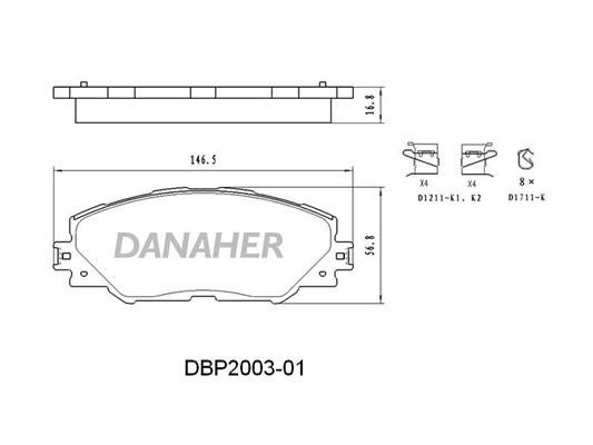 Danaher DBP2003-01 Гальмівні колодки, комплект DBP200301: Приваблива ціна - Купити у Польщі на 2407.PL!