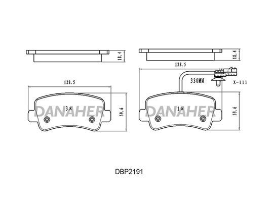Danaher DBP2191 Brake Pad Set, disc brake DBP2191: Buy near me in Poland at 2407.PL - Good price!
