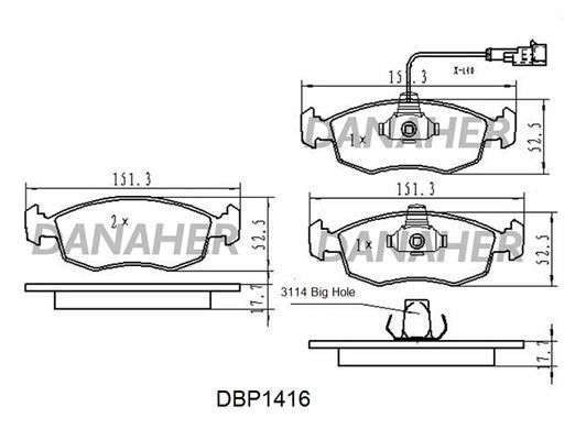 Danaher DBP1416 Тормозные колодки дисковые, комплект DBP1416: Отличная цена - Купить в Польше на 2407.PL!