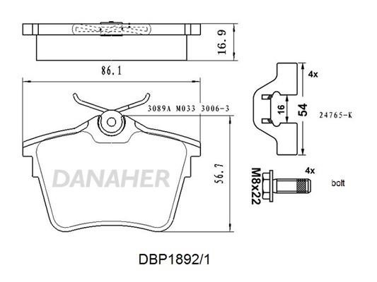 Danaher DBP1892/1 Тормозные колодки дисковые, комплект DBP18921: Отличная цена - Купить в Польше на 2407.PL!