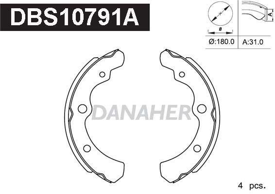 Danaher DBS10791A Brake shoe set DBS10791A: Buy near me in Poland at 2407.PL - Good price!
