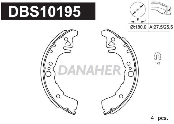 Danaher DBS10195 Колодки гальмівні барабанні, комплект DBS10195: Приваблива ціна - Купити у Польщі на 2407.PL!