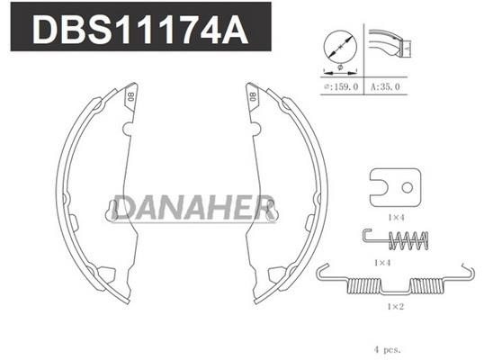 Danaher DBS11174A Колодки гальмівні барабанні, комплект DBS11174A: Приваблива ціна - Купити у Польщі на 2407.PL!