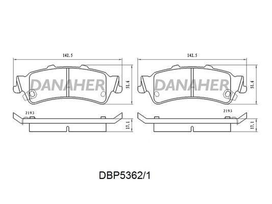 Danaher DBP5362/1 Гальмівні колодки передні, комплект DBP53621: Приваблива ціна - Купити у Польщі на 2407.PL!