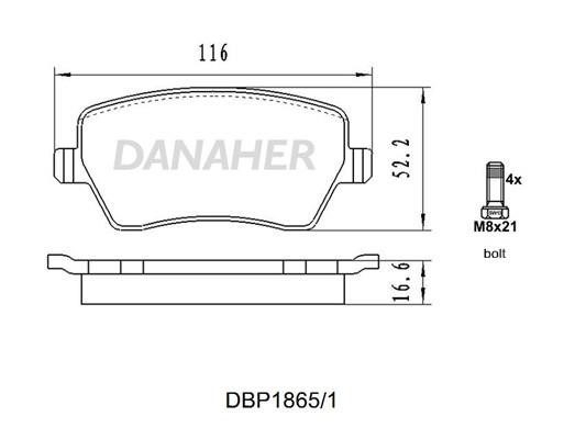 Danaher DBP1865/1 Тормозные колодки дисковые, комплект DBP18651: Отличная цена - Купить в Польше на 2407.PL!