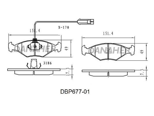 Danaher DBP677-01 Brake Pad Set, disc brake DBP67701: Buy near me in Poland at 2407.PL - Good price!