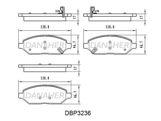 Danaher DBP3236 Гальмівні колодки, комплект DBP3236: Приваблива ціна - Купити у Польщі на 2407.PL!