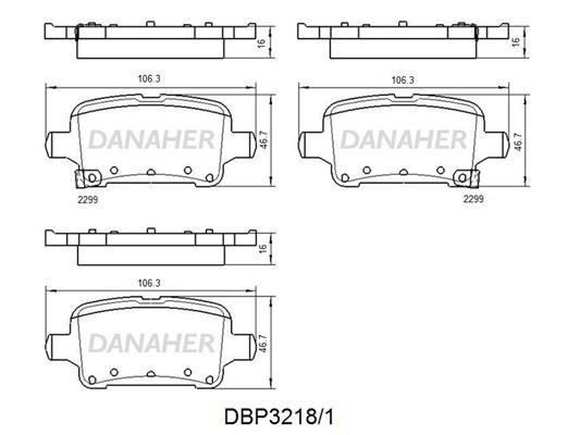 Danaher DBP3218/1 Rear disc brake pads, set DBP32181: Buy near me in Poland at 2407.PL - Good price!