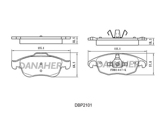 Danaher DBP2101 Brake Pad Set, disc brake DBP2101: Buy near me in Poland at 2407.PL - Good price!