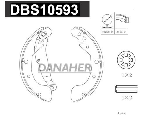 Danaher DBS10593 Колодки тормозные барабанные, комплект DBS10593: Отличная цена - Купить в Польше на 2407.PL!
