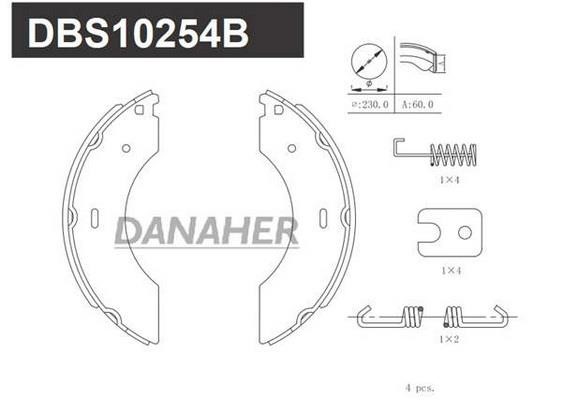 Danaher DBS10254B Колодки тормозные барабанные, комплект DBS10254B: Отличная цена - Купить в Польше на 2407.PL!