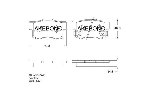 Akebono AN-310WKE Гальмівні колодки, комплект AN310WKE: Приваблива ціна - Купити у Польщі на 2407.PL!