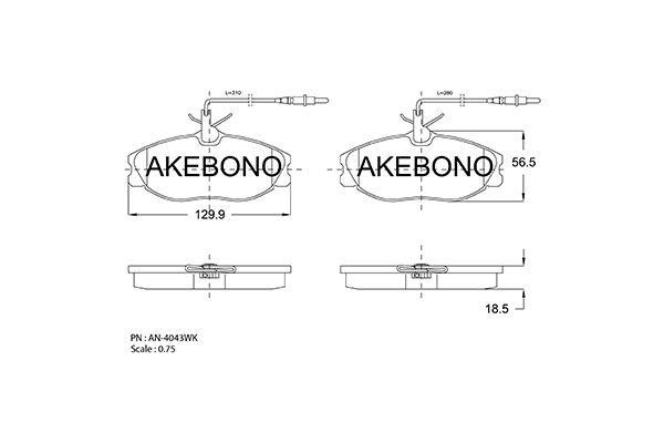 Akebono AN-4043WK Brake Pad Set, disc brake AN4043WK: Buy near me in Poland at 2407.PL - Good price!