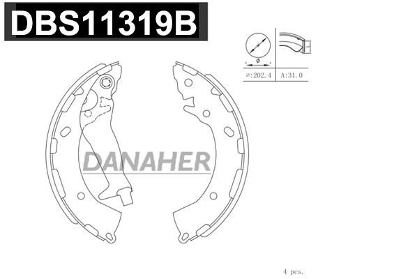Danaher DBS11319B Колодки гальмівні барабанні, комплект DBS11319B: Приваблива ціна - Купити у Польщі на 2407.PL!