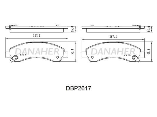 Danaher DBP2617 Brake Pad Set, disc brake DBP2617: Buy near me in Poland at 2407.PL - Good price!