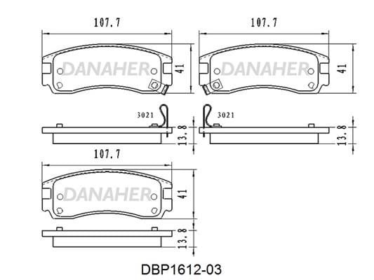 Danaher DBP1612-03 Brake Pad Set, disc brake DBP161203: Buy near me in Poland at 2407.PL - Good price!