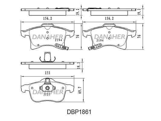 Danaher DBP1861 Brake Pad Set, disc brake DBP1861: Buy near me in Poland at 2407.PL - Good price!