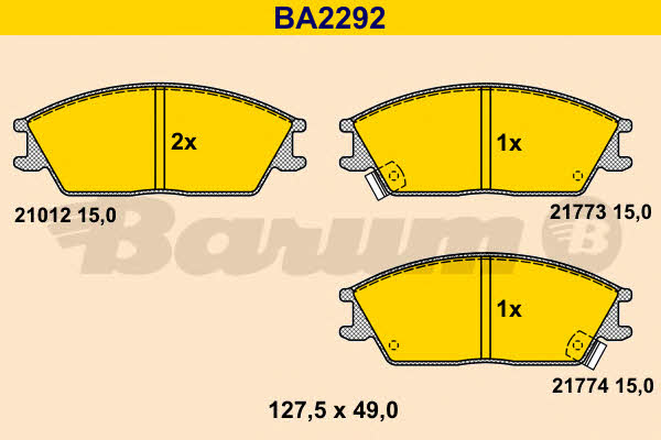 Barum BA2292 Гальмівні колодки, комплект BA2292: Приваблива ціна - Купити у Польщі на 2407.PL!