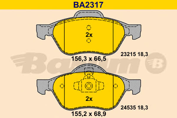 Barum BA2317 Гальмівні колодки, комплект BA2317: Приваблива ціна - Купити у Польщі на 2407.PL!