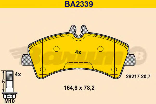 Barum BA2339 Brake Pad Set, disc brake BA2339: Buy near me in Poland at 2407.PL - Good price!