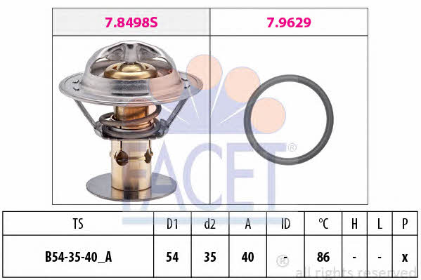 Facet 7.8498 Thermostat, coolant 78498: Buy near me in Poland at 2407.PL - Good price!