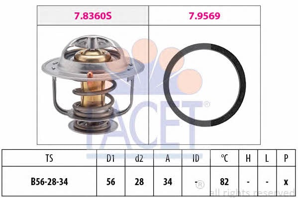 Facet 7.8360 Thermostat, coolant 78360: Buy near me in Poland at 2407.PL - Good price!