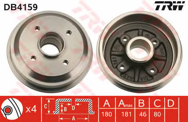 TRW DB4159 Rear brake drum DB4159: Buy near me in Poland at 2407.PL - Good price!