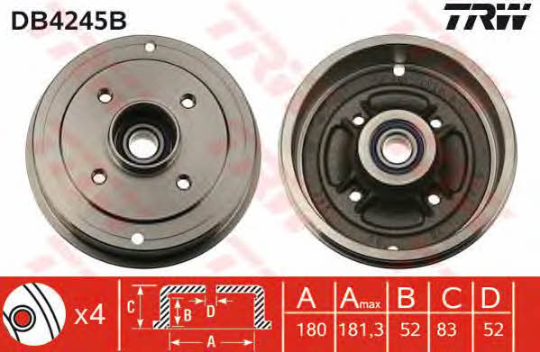 TRW DB4245B Bremstrommel und Radlager komplett DB4245B: Kaufen Sie zu einem guten Preis in Polen bei 2407.PL!