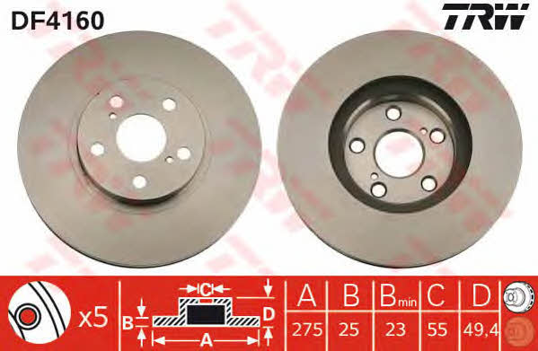 TRW DF4160 Front brake disc ventilated DF4160: Buy near me in Poland at 2407.PL - Good price!