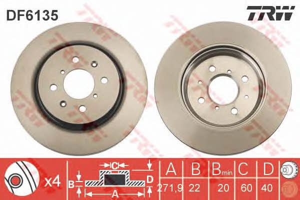 TRW DF6135 Front brake disc ventilated DF6135: Buy near me in Poland at 2407.PL - Good price!